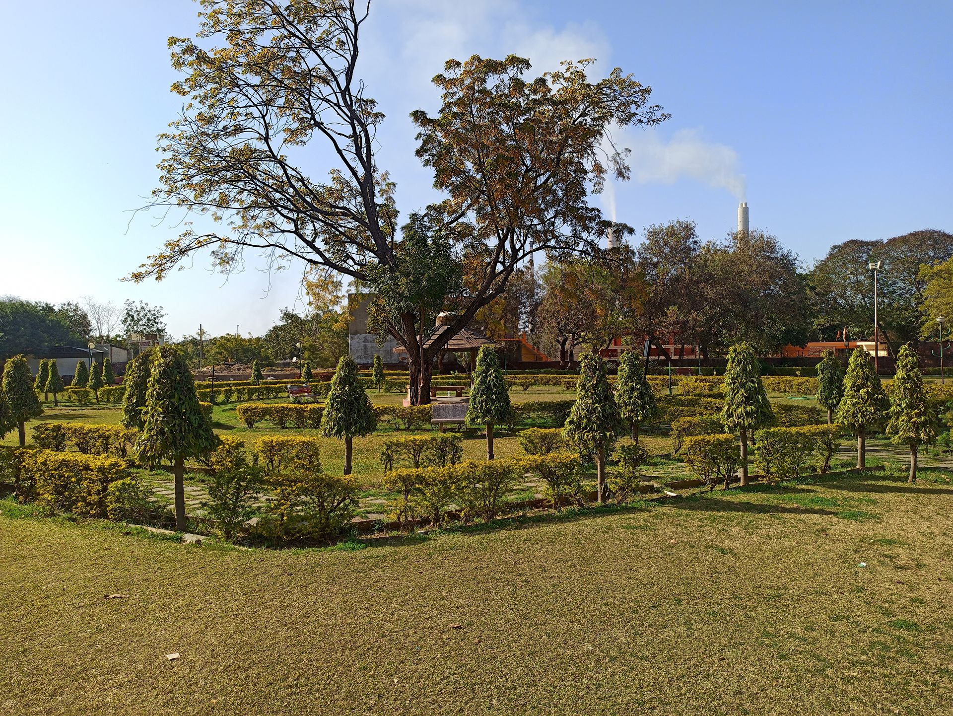 Contrasting Harmony: Garden and Power Plant